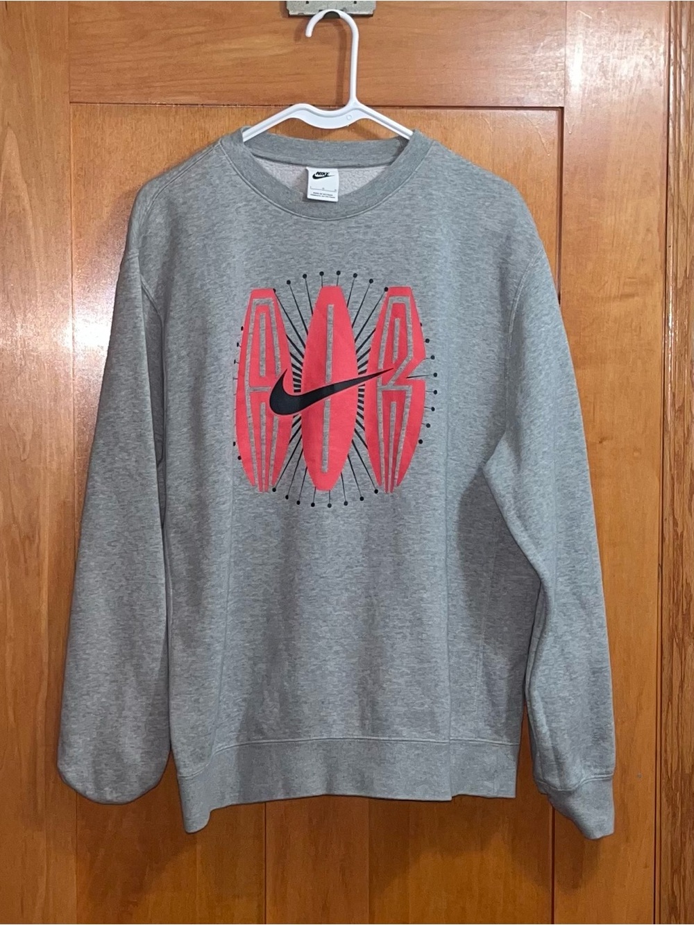 Nike Air Swoosh Retro Graphic Fleece Sweatshirt Gray DN5157-063 Mens Size Large - Picture 2 of 6
